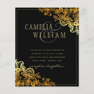 Black Gold Lace Wedding Invitations Flyer