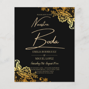 Black Gold Lace Wedding Invtiations Flyer