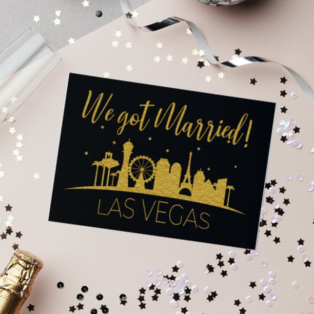 Black Gold Las Vegas Wedding Elopement Reception Invitation (Creator Uploaded)