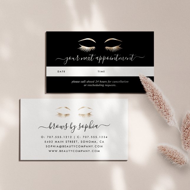 Black & Gold Lashes & Brows Appointment Cards (Creator Uploaded)