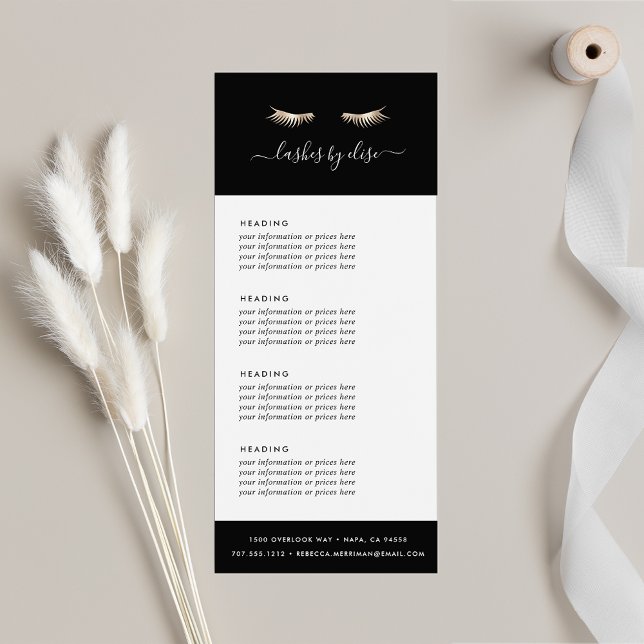 Black & Gold Lashes | Pricing or Services Rack Card (Creator Uploaded)