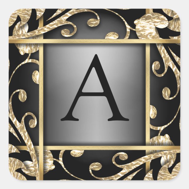 Black Gold Lattice Monogram Envelope Seal (Front)