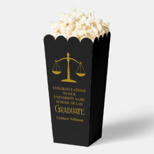 Black Gold Law School Graduation Party Popcorn Favour Box
