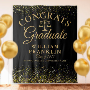 Black Gold Law School Graduation Photo Backdrop Tapestry