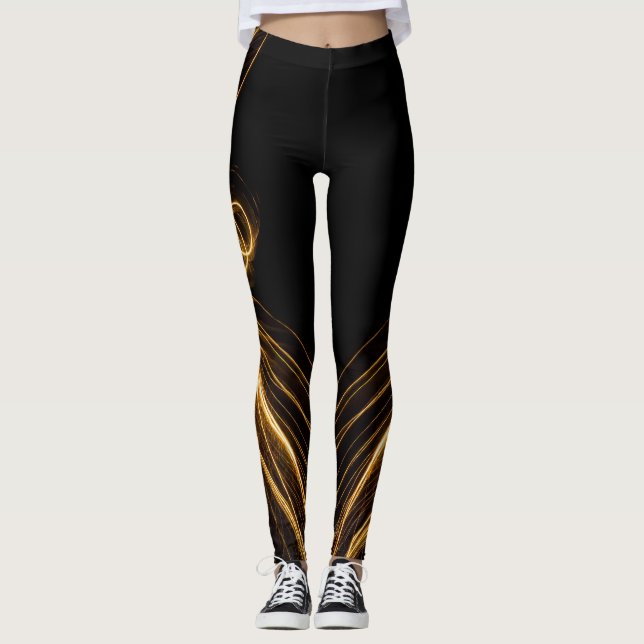Black & Gold Leggings "Golden Elegance" (Front)