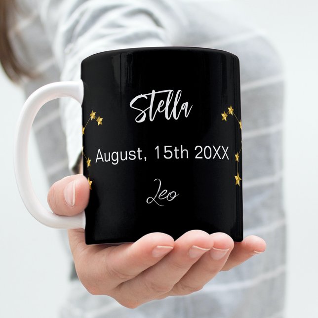 Black gold Leo star constellation birthday Coffee Mug (Creator Uploaded)
