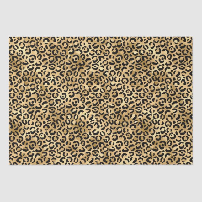 Black Gold Leopard Cheetah Animal Print  Tissue Paper (Front)