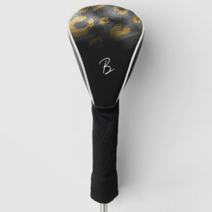Black & Gold Leopard Cheetah Shadowy Glamour Golf Head Cover