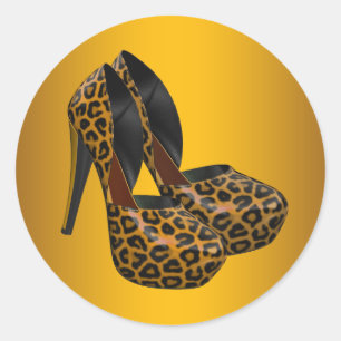 Black Gold Leopard High Heel Shoe Stickers