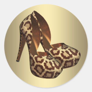 Black Gold Leopard High Heel Shoe Stickers