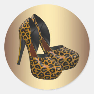 Black Gold Leopard High Heel Shoe Stickers