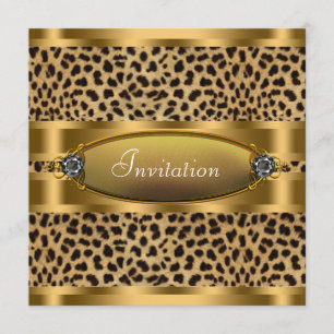 Black Gold Leopard Party Invitation
