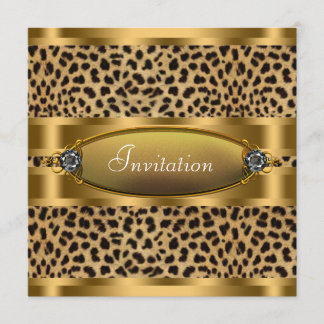 Black Gold Leopard Party Invitation