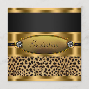 Black Gold Leopard Party Invitation