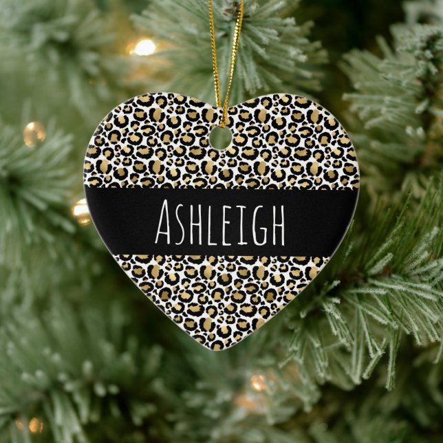 Black Gold Leopard Print Ceramic Tree Decoration (Tree)