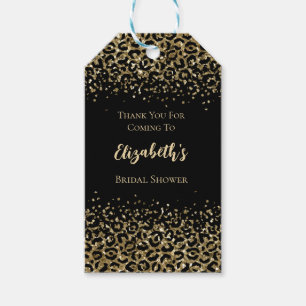 Black Gold Leopard Print Glitter Bridal Shower Gift Tags