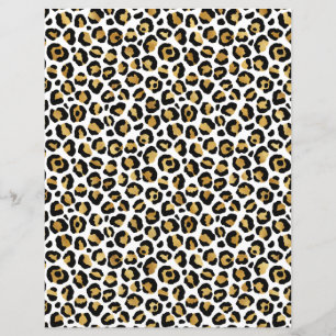 Black Gold Leopard Spots Pattern Scrapbook Paper