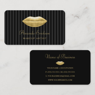 Black Gold Lips Makeup Artist Business Card