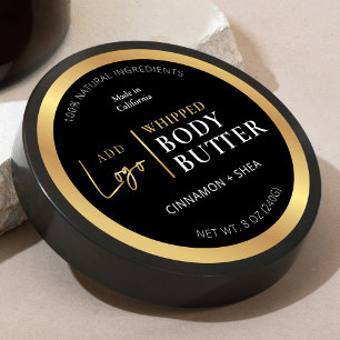 Black & Gold Logo Body Butter Jar Round Label