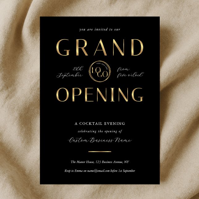 Black & Gold Logo Business Grand Opening Corporate Invitation (Creator Uploaded)