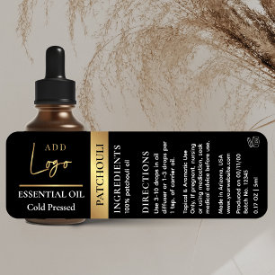 Black & Gold Logo Essential Oil Bottle Waterproof
