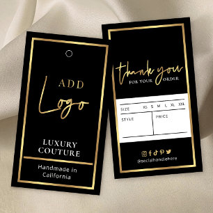 Black & Gold Logo Modern Clothing Price Label Tags