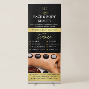 Black & Gold Logo Spa Salon Services Promotional R Retractable Banner