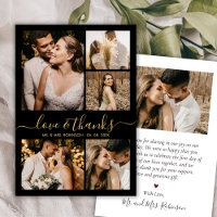 Black Gold Love and Thanks Photo Collage Wedding