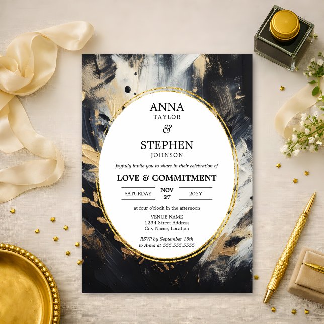 Black & Gold Love & Commitment Ceremony Invitation (Creator Uploaded)