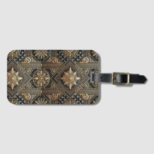 Black & Gold Luxe Baroque Luggage Tag