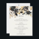 Black Gold Luxe Floral Wedding Menu Card<br><div class="desc">Our "Watercolor Moody Florals" collection features dark florals in black, teal and midnight blue colours with golden accents combined with elegant typography for all your occasions. Mix and match the items as you wish and contact us if you have any special requests through chat or email. Check our store for...</div>