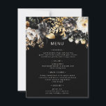 Black Gold Luxe Floral Wedding Menu Card<br><div class="desc">Our "Watercolor Moody Florals" collection features dark florals in black, teal and midnight blue colours with golden accents combined with elegant typography for all your occasions. Mix and match the items as you wish and contact us if you have any special requests through chat or email. Check our store for...</div>