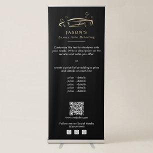 Black & Gold Luxury Auto Detailing Car Cleaning Retractable Banner