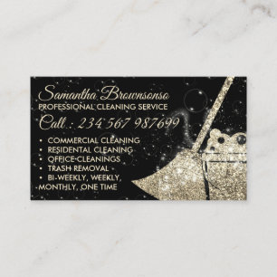 Black Gold Luxury Cleaning Maid Janitorial Business Card