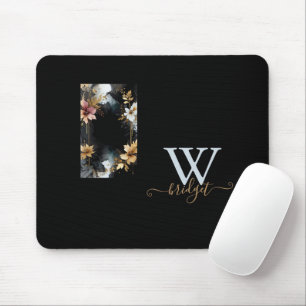 black & gold luxury floral marble swirl mouse mat