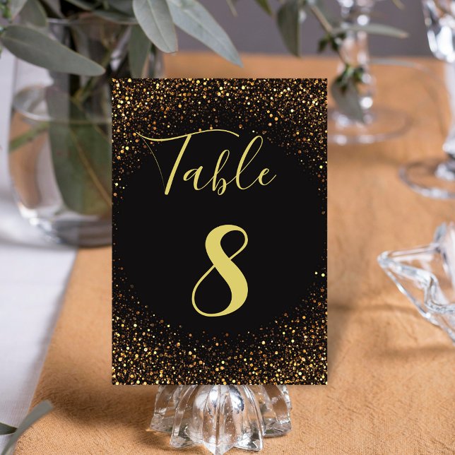black gold luxury glitters and sparkles wedding table number (Creator Uploaded)