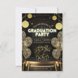 Black & Gold Luxury Graduation Invitation Party