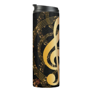 Black Gold Luxury Music Note Thermal Tumbler