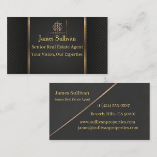 Black Gold Luxury Real Estate Agent Business Card