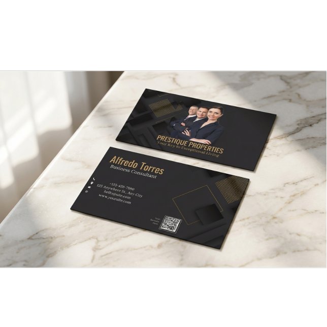 Black Gold Luxury Real Estate Agent Photo Business Card (Creator Uploaded)