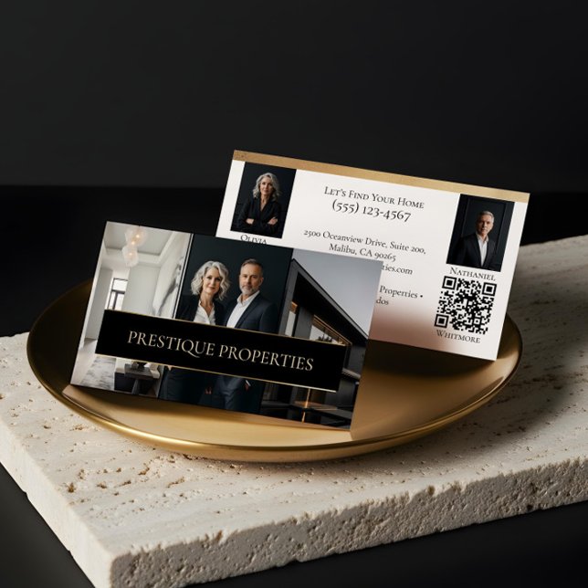 Black Gold Luxury Real Estate Agent Photo Luxe Business Card (Black Gold Luxury Real Estate Agent Photo Luxe Business Card)