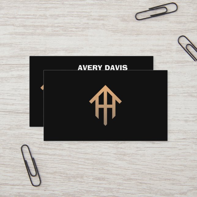 Black Gold Luxury Real Estate Broker Elegant Business Card (Front/Back In Situ)