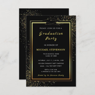 Black Gold Lyxury Graduation Invitation