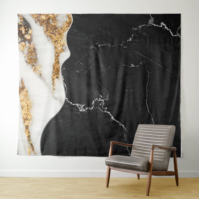 Black gold Mable pattern Tapestry (In Situ (Horizontal))