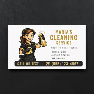 Black Gold Maid House Cleaning Service Business Card