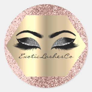 Black Gold Makeup Glitter Hexagonal Rose Lashes Classic Round Sticker