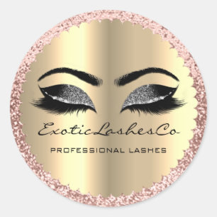Black Gold Makeup Glitter Lashes Packaging Rose Classic Round Sticker