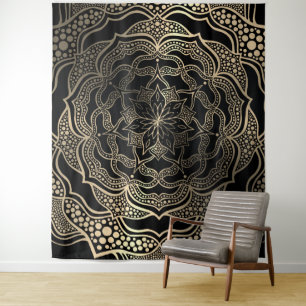 Black & Gold Mandala Beautiful Stylish Photo Booth Tapestry