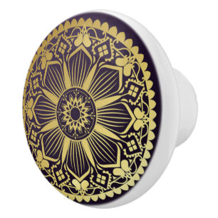 Black & Gold Mandala Ceramic Knob