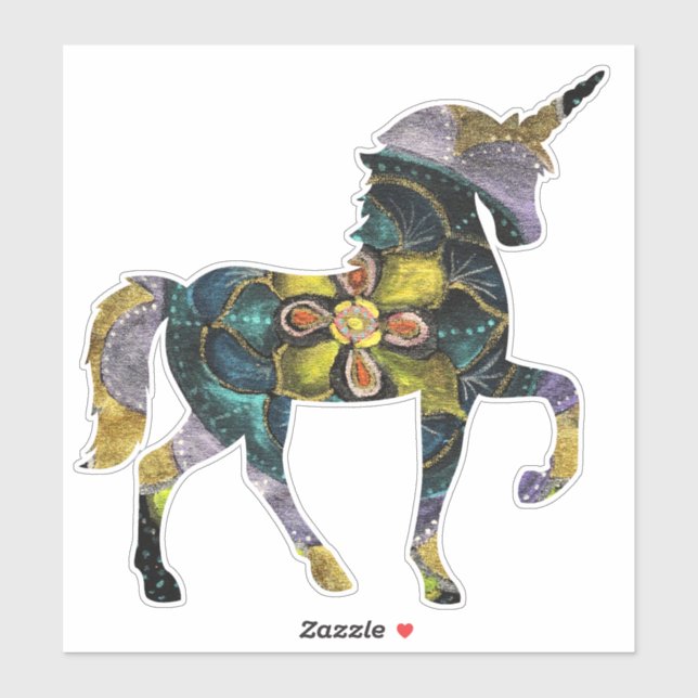 Black &  Gold Mandala Unicorn  Art (Sheet)